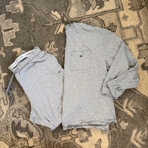 Victoria’s Secret 100% Cotton Long Pajama Set Heather Grey Large